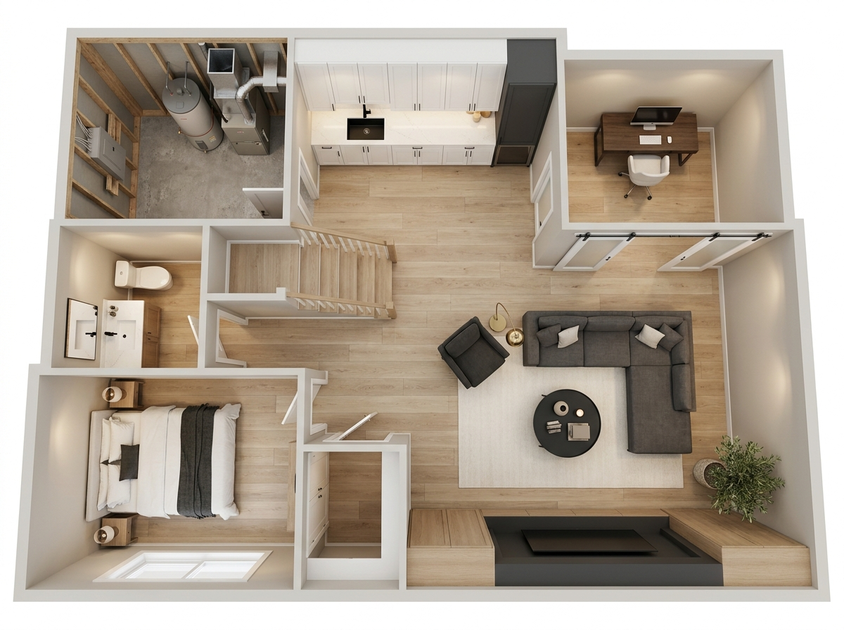 43 Westland Park SW — 3D top-down layout view